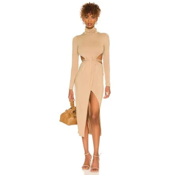 H:OURS Cia Midi Dress in Camel - Picture 1 of 6
